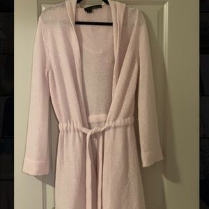 Pink Cashmere Hooded Sweater with Tie